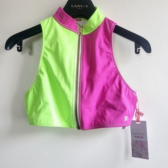 New LoveShackFancy x Hurley Max Solid Blocked High Neck Bikini Top NWT Small - Picture 13 of 17
